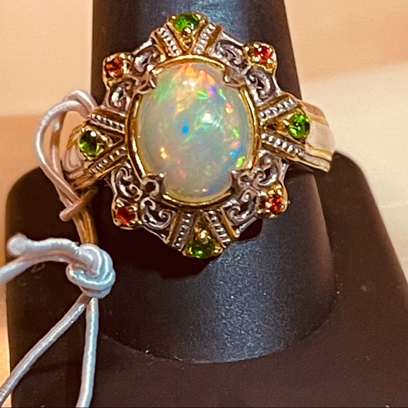 Gems enVogue Ethiopian Opal&Gemstone Cocktail Ring - Picture 1 of 16